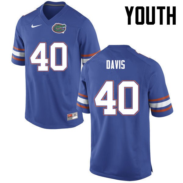 Florida Gators Youth #40 Jarrad Davis College Football Jersey Blue